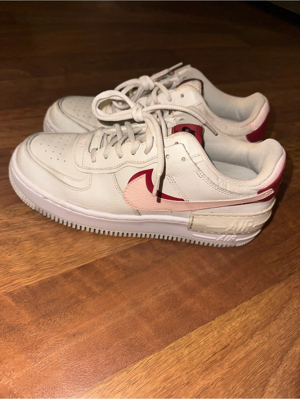 Nike Women’s Air Force 1 Low Beige with Pink Swoosh